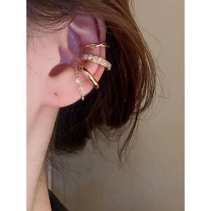 Non Piercing 3 Pieces Cuff Earrings Fashion Style Inlaid Diamond Cubic Zirconia